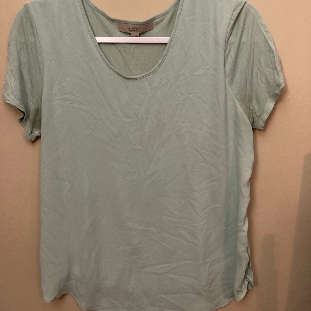 mint tee with sheer overlay